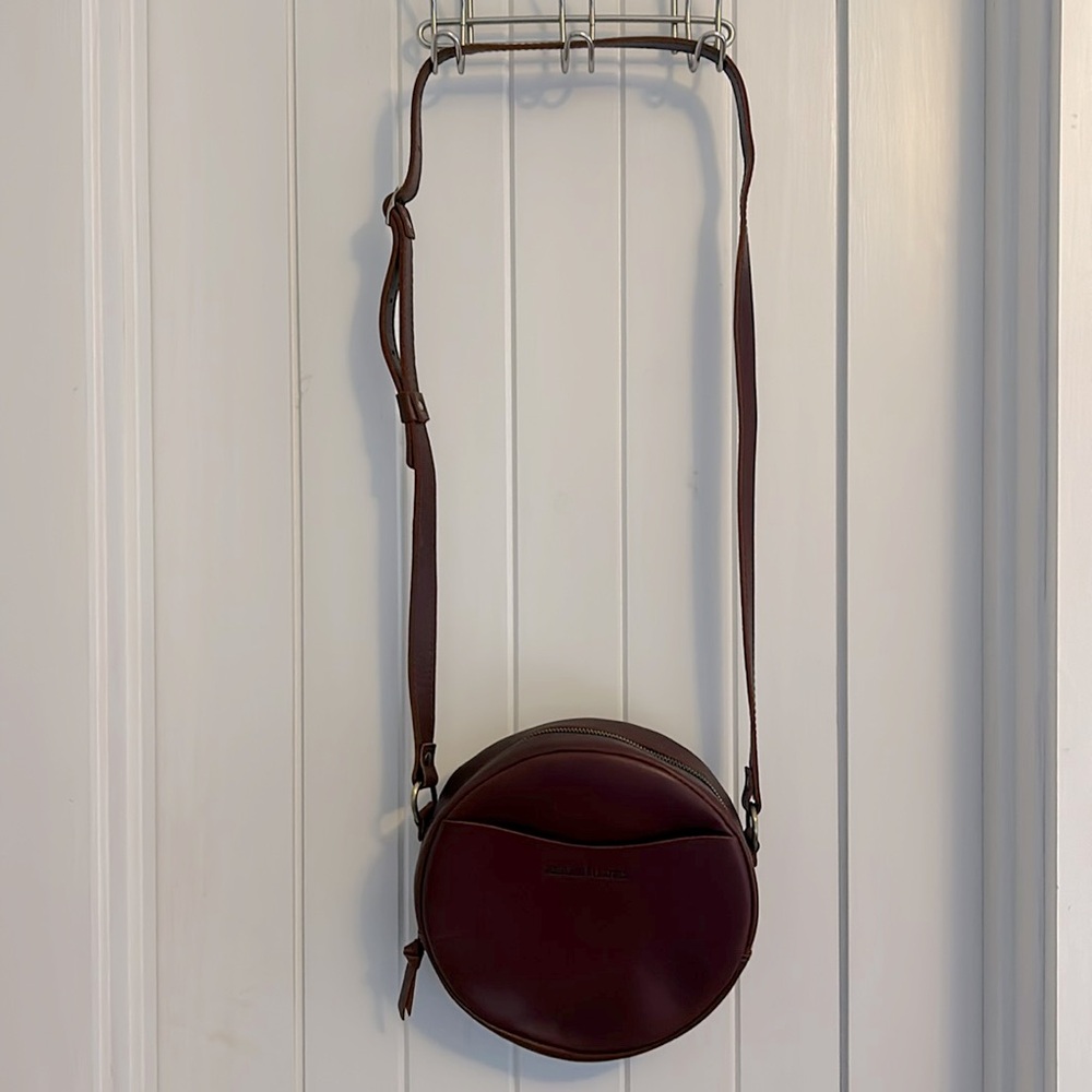Portland Leather Round Crossbody Bag in Chestnut Brown - Picture 6 of 12